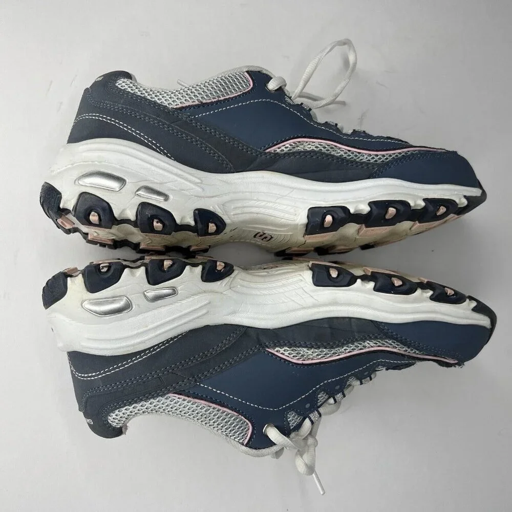 Skechers D'lites Sport Walking Sneaker Womens Size 10 Blue Suede-Look Shoes